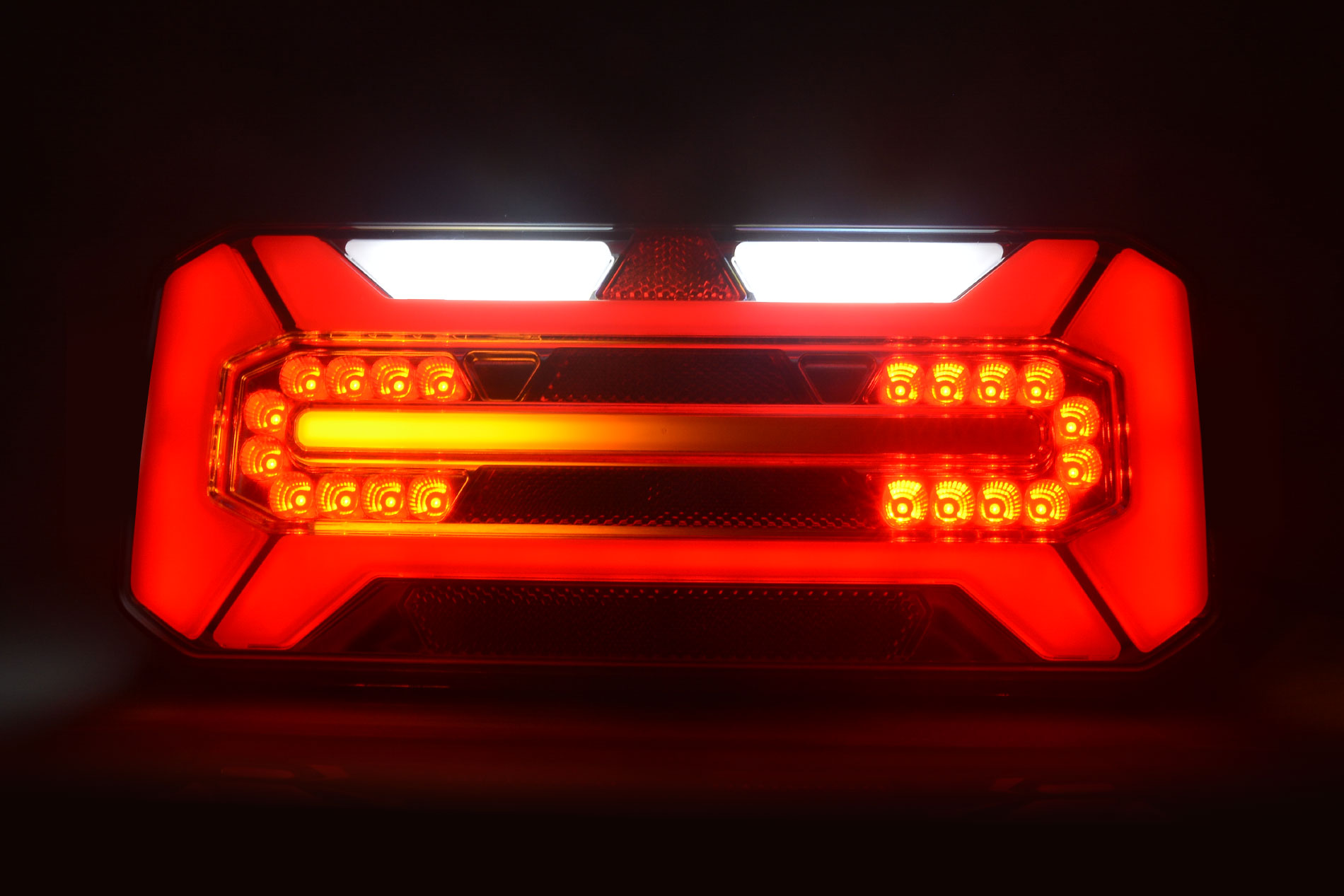 Lampa zespolona tylna prostokątna W184DD LED 12V/24V wodoodporna IP68 LED kierunek pływający neon prawa z przewodem 35563