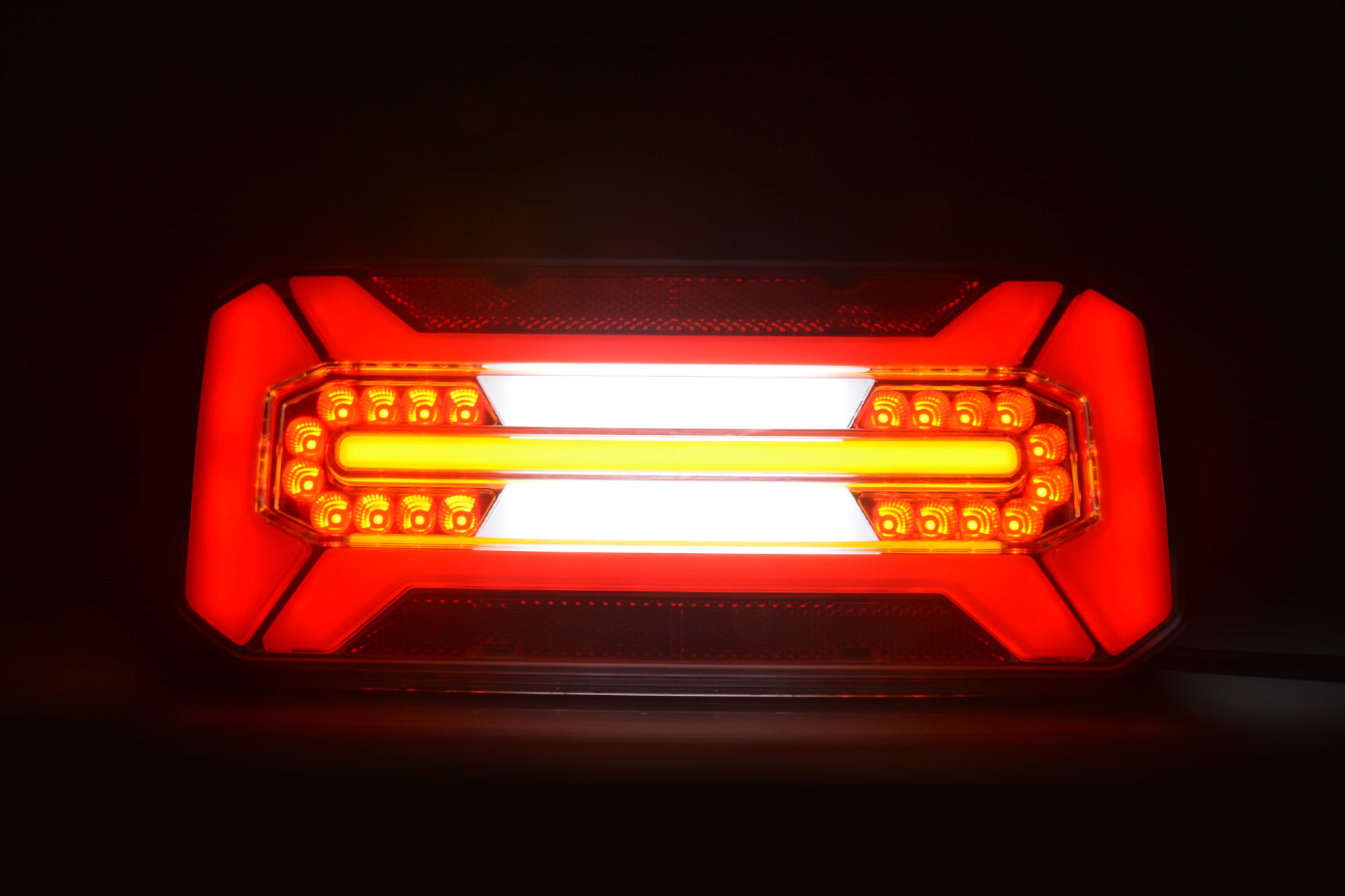 Lampa zespolona tylna prostokątna W185 LED 12V/24V wodoodporna IP68 LED kierunek pływający neon prawa - lewa uniwersalna z przewodem 35564