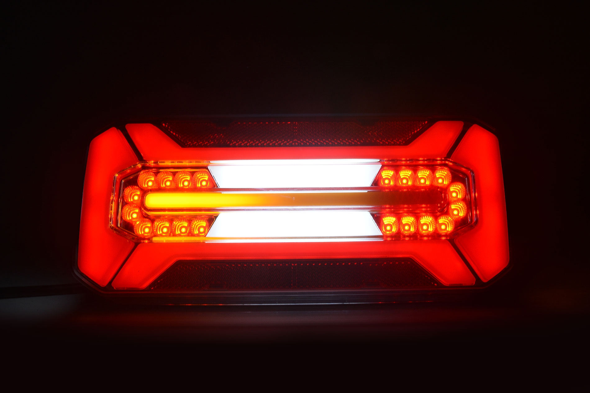 Lampa zespolona tylna prostokątna W185DD LED 12V/24V wodoodporna IP68 LED kierunek pływający neon prawa - lewa uniwersalna z przewodem 35565