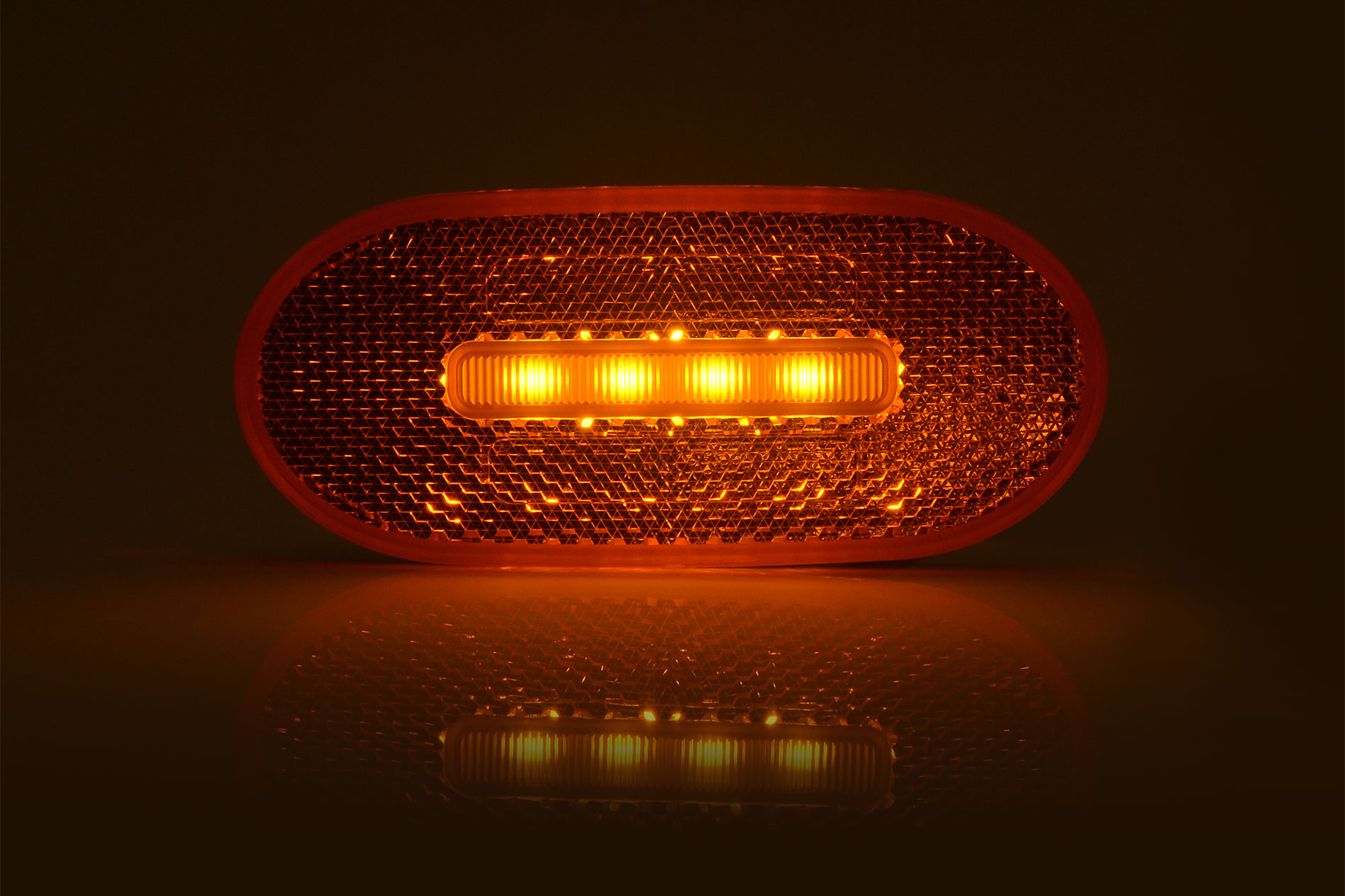 Lampa obrysowa pozycyjna boczna elipsa W196 12V/24V LED wodoodporna IP66/68 pomarańczowa 35579