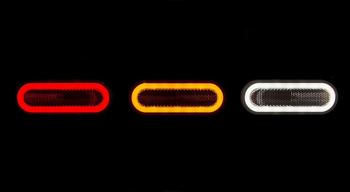Lampa obrysowa pozycyjna boczna elipsa W198 12V/24V LED wodoodporna IP66/68 pomarańczowa neon 35581