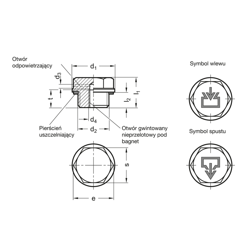Korek hydrauliczny gwintowany metryczny zaślepiający (na klucz) M16x1,5 aluminiowy 35728