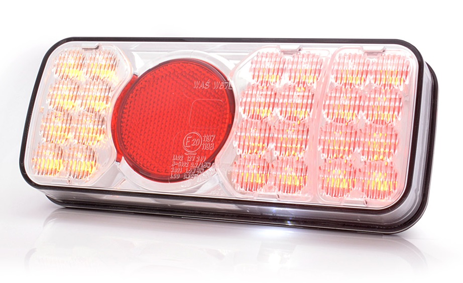 Lampa tylna zespolona diodowa W66P 6-funkcyjna oświetlenie tablicy rejestracyjnej LED 12/24V prawa wodoodporna z przewodem 35918