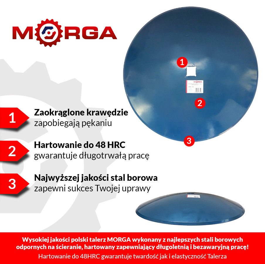 Talerz gładki FI 460 mm, grubość 4 mm, mocowanie piasta AP21, 6 otworów, rozstaw śrub mocujących 120 mm, stal borowa MORGA 40660