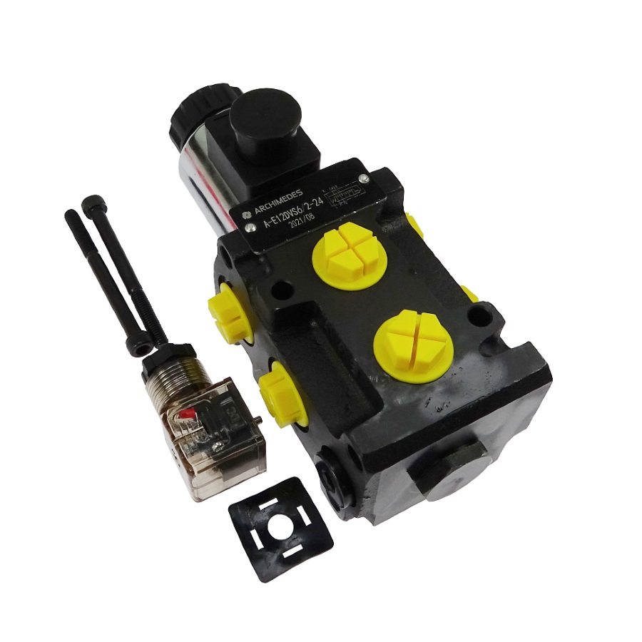 Dzielnik zawór elektrozawór kierunkowy elektromagnetyczny E12DVS6/2 (DVS6/50L) G1/2" 50L (24V DC) ARCHIMEDES 41811