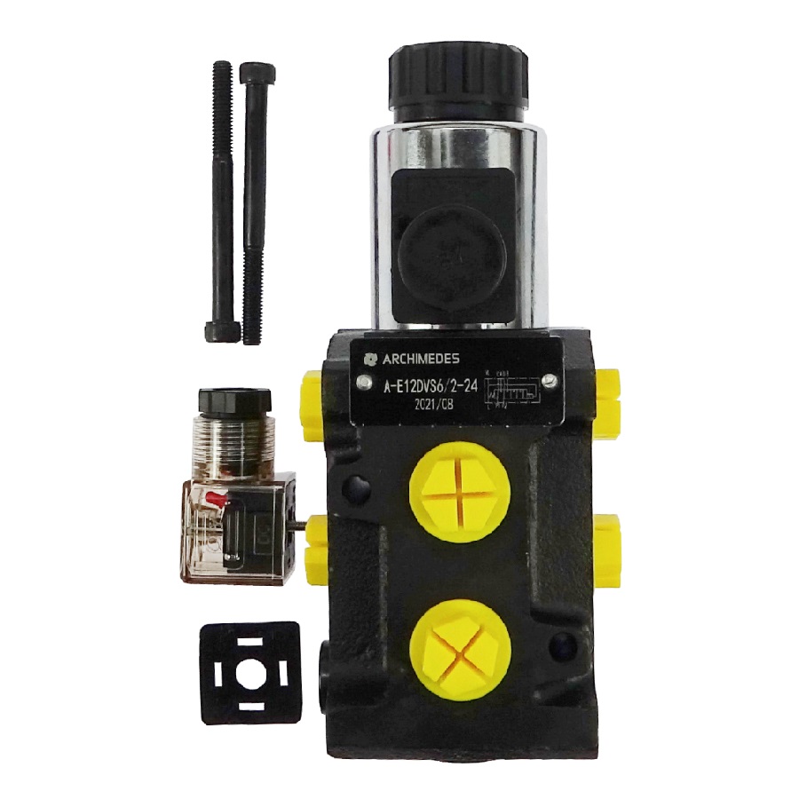 Dzielnik zawór elektrozawór kierunkowy elektromagnetyczny E12DVS6/2 (DVS6/50L) G1/2" 50L (24V DC) ARCHIMEDES 41811
