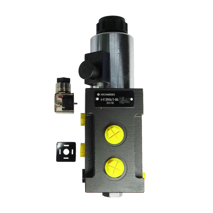 Dzielnik zawór elektrozawór kierunkowy elektromagnetyczny E12DVS6/2-80L G1/2" 12V 80L ARCHIMEDES 41813