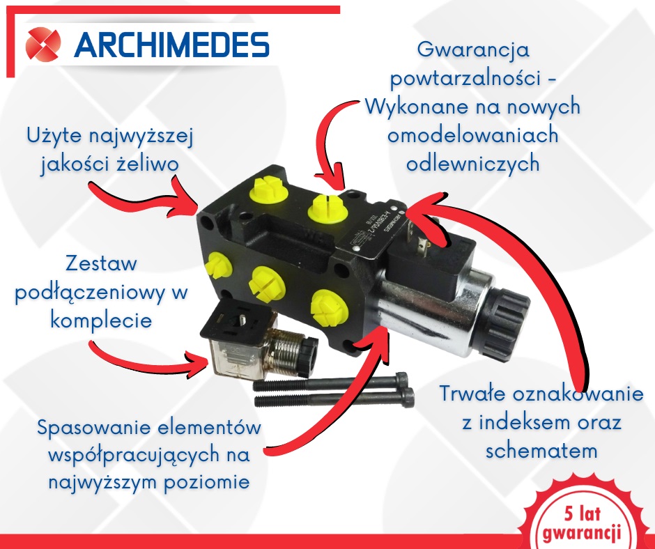 Dzielnik zawór elektrozawór kierunkowy elektromagnetyczny E38DVS6/2 G3/8" 50L (24V DC) ARCHIMEDES 41815
