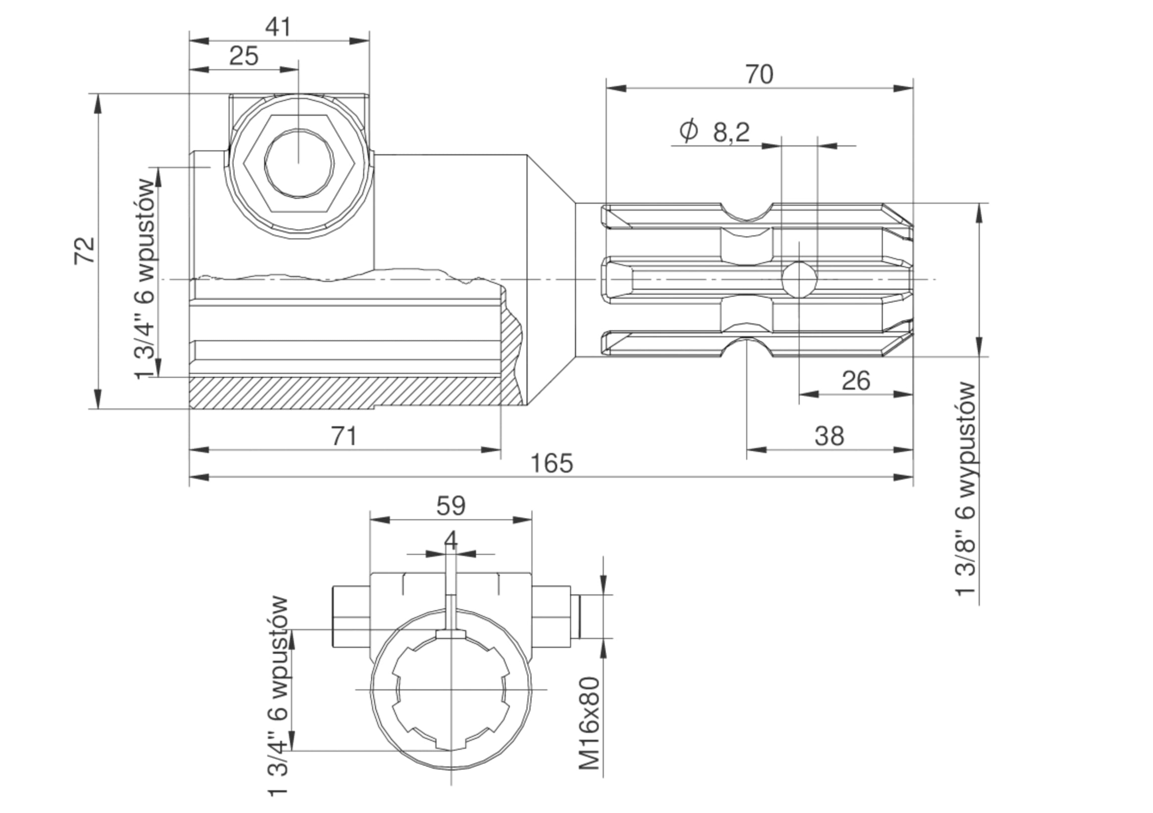 Redukcja wałka WOM adapter na śrubę 1 3/4" 6 wpustów na wałek 1 3/8" 6 wpustów MORGA 45164