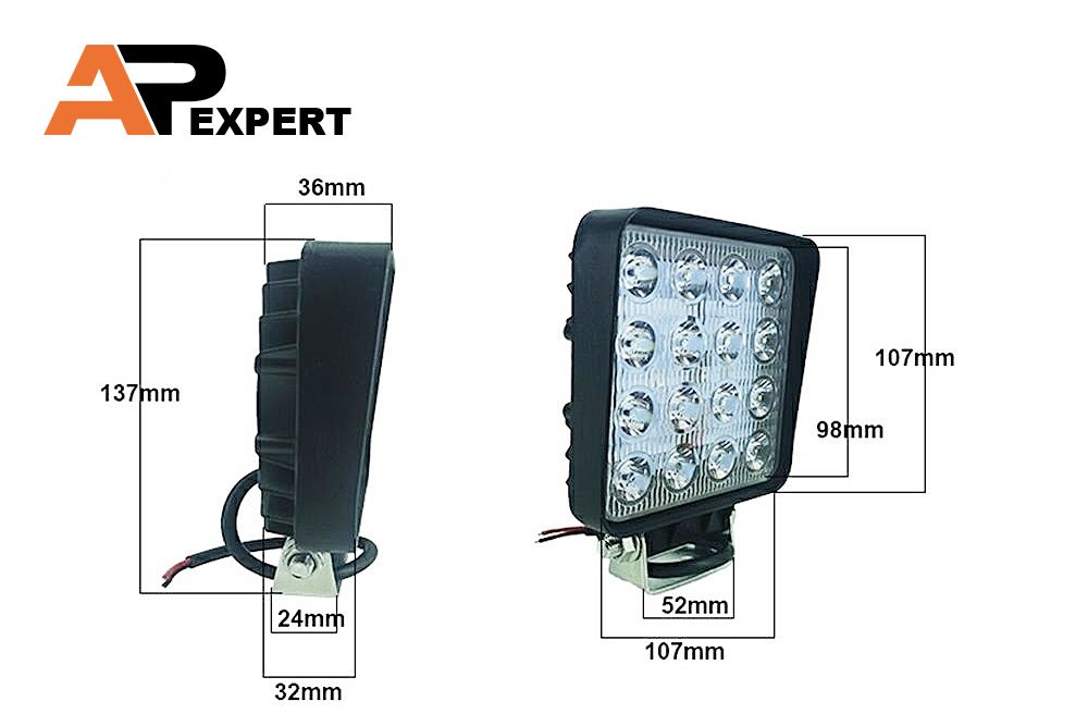 HALOGEN KWADRATOWY LED LAMPA ROBOCZA 48W 16 LED FLOOD ŚWIATŁO ROZPROSZONE