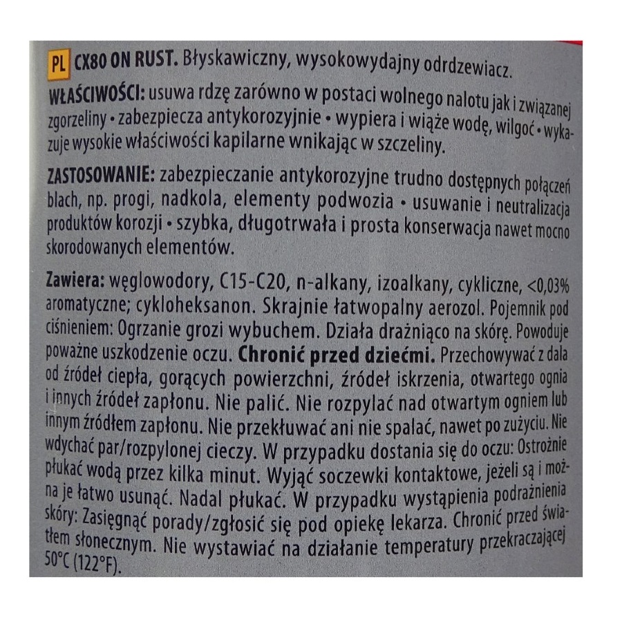 Błyskawiczny, wysokowydajny odrdzewiacz ON Rust 500ml z aplikatorem CX-80 10929