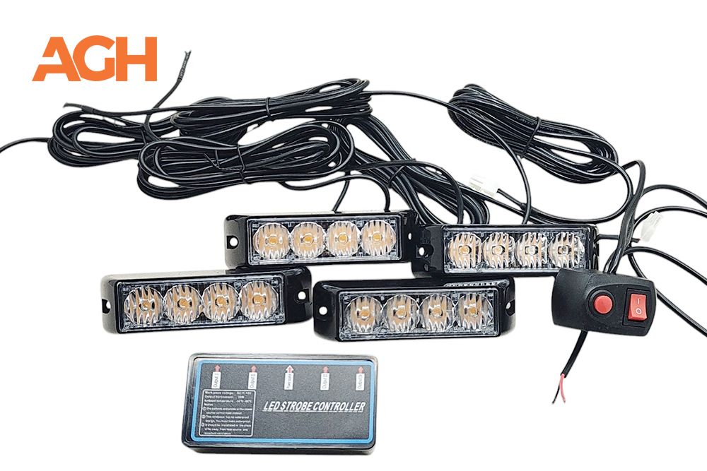 LAMPA OSTRZEGAWCZA 4 LED STROBOSKOPOWA 12V-24V