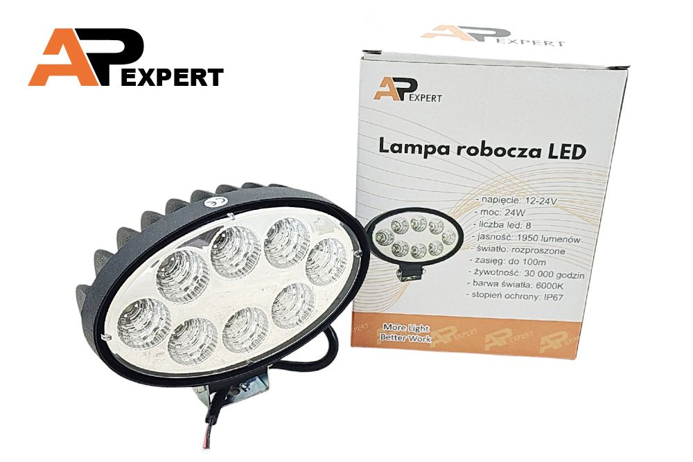 HALOGEN OWALNY LED LAMPA ROBOCZA 24W 12-24V 90X140MM