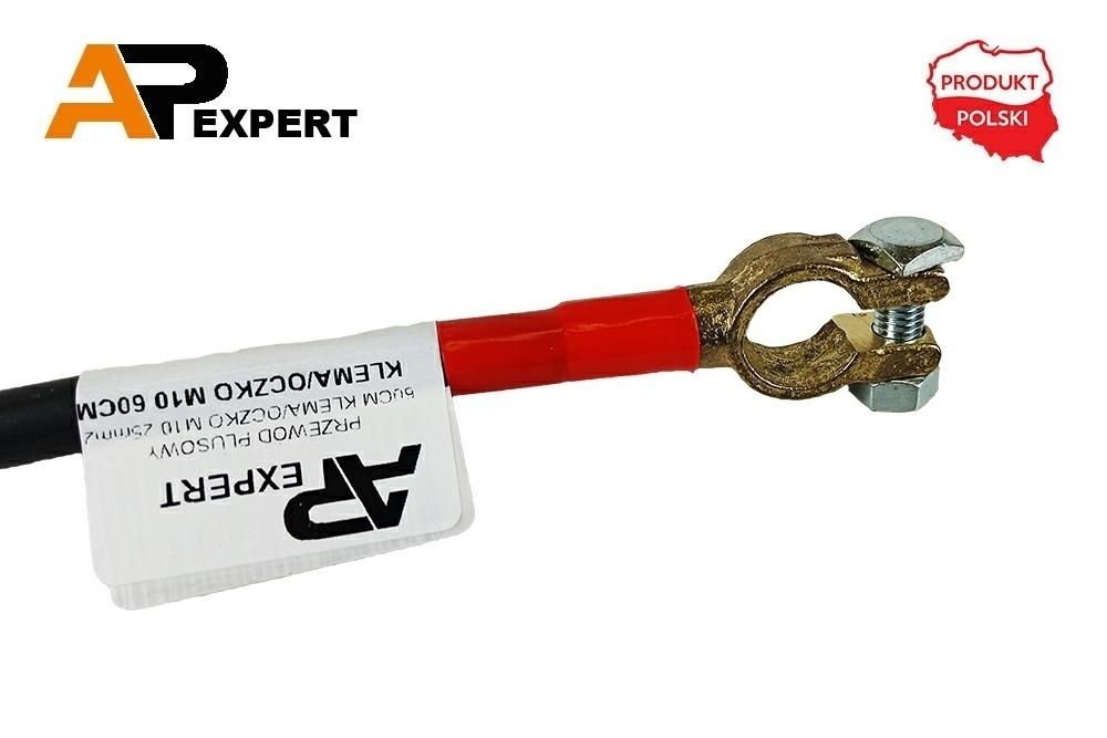 Przewód elektryczny plusowy 60cm klema/oczko M10 25mm2 KLEMA/OCZKO M10 60CM