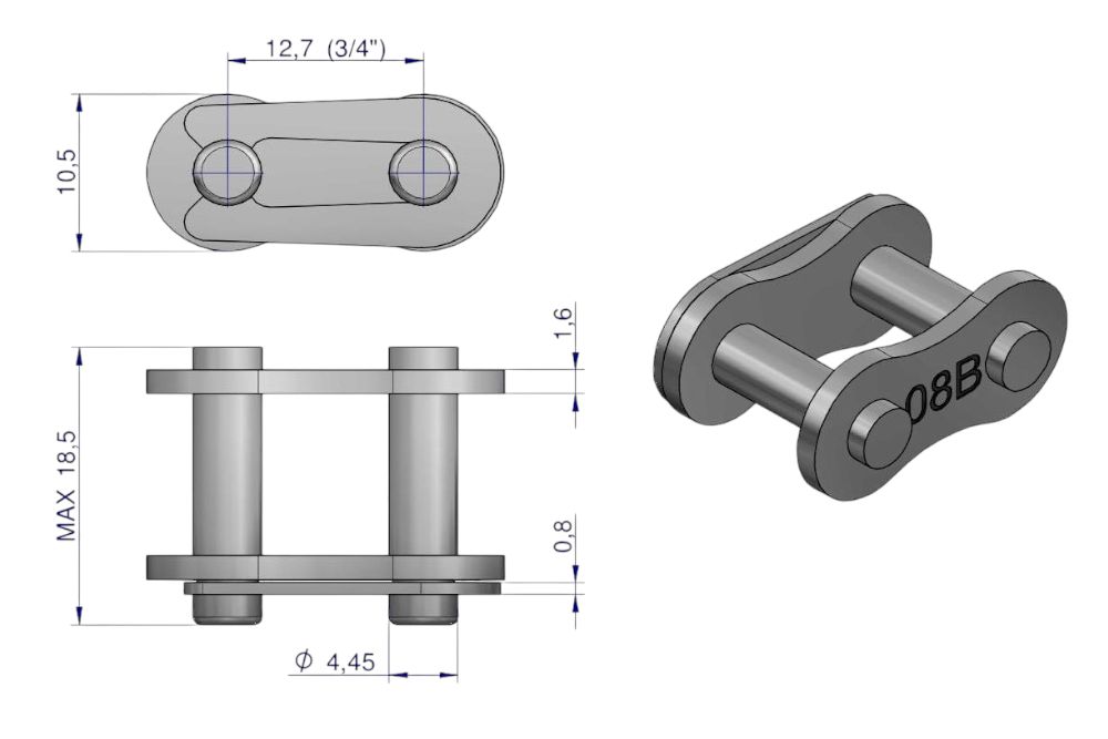 Zamek łańcucha 08B1 R1 1/2 Waryński W-Z08B1-WARYŃSKI