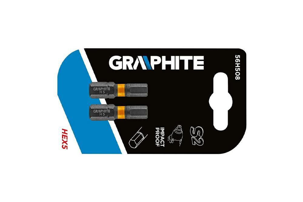 Bity udarowe HEX 5 x 25mm 2szt GRAPHITE 56H508