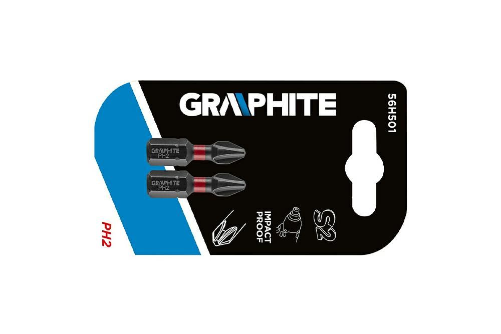 Bity udarowe PH2 x 25 mm 2 szt. GRAPHITE 56H501