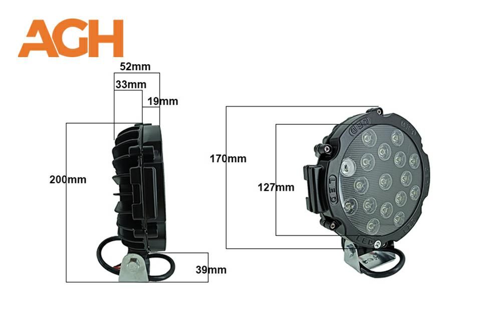 HALOGEN ROBOCZY OKRĄGŁY LED LAMPA ROBOCZA HC 51W RED-CZERWONY