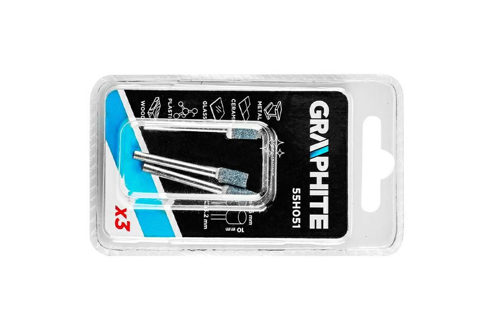 Kamień szlifierski walec 5x10mm trzpień 3,2mm 3szt 55H051