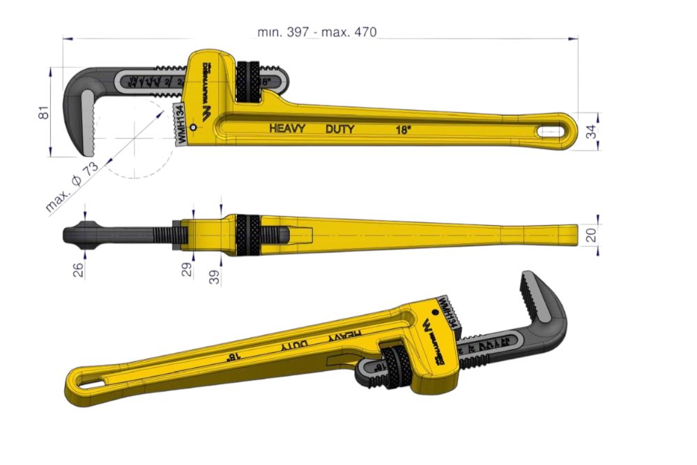 KLUCZ DO RUR  18` ŚREDNICA MAX 73MM TYP AMERYKAŃSKI WARYŃSKI