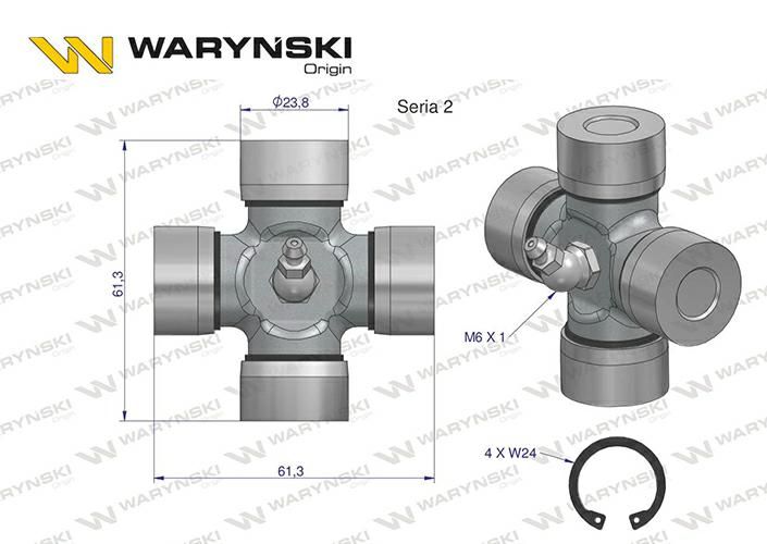 Krzyżak wału kat. 2R 23.8x61.3 W219201 Waryński WR219201