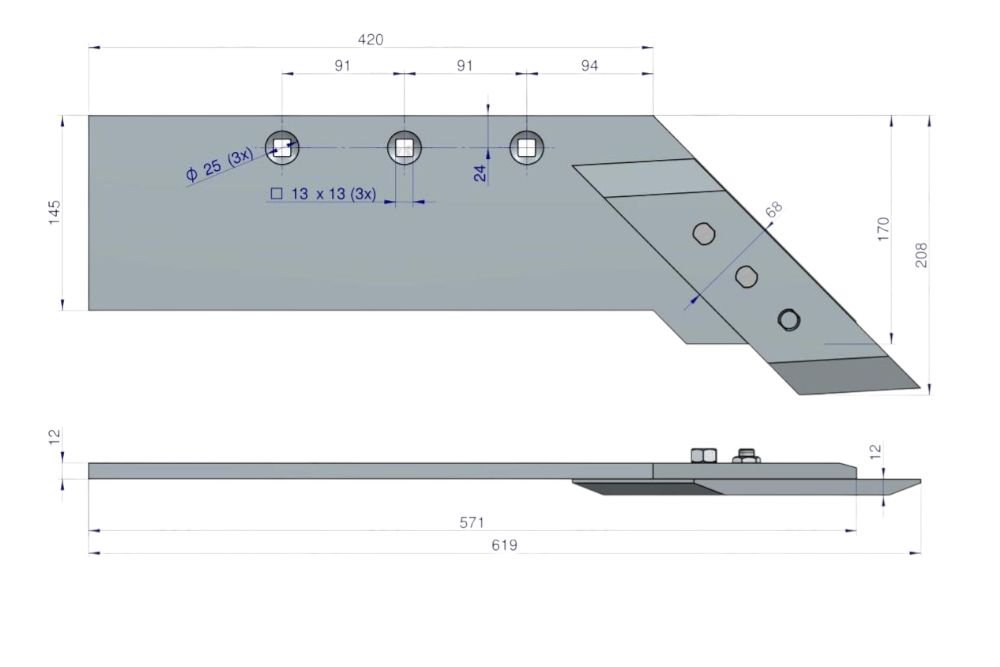 Lemiesz z dłutem B-200 Fortschritt stal borowa Waryński W-1023020029