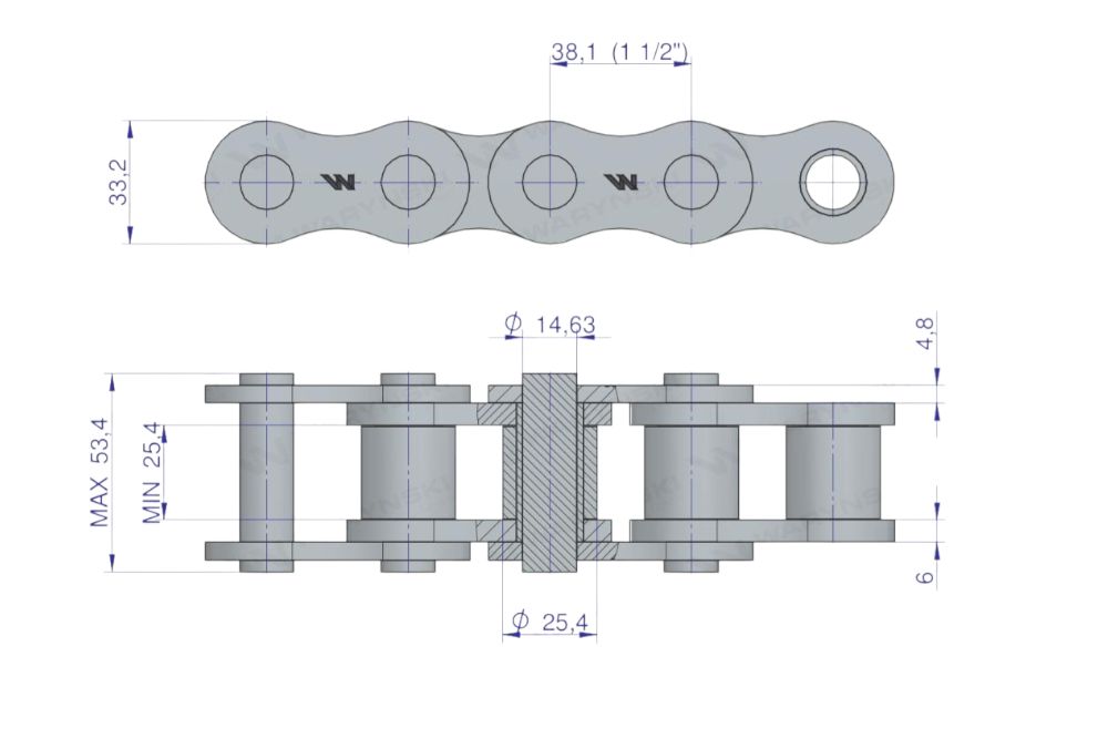 Łańcuch 24B1 R1 1.1/2 WARYŃSKI W-L24B1