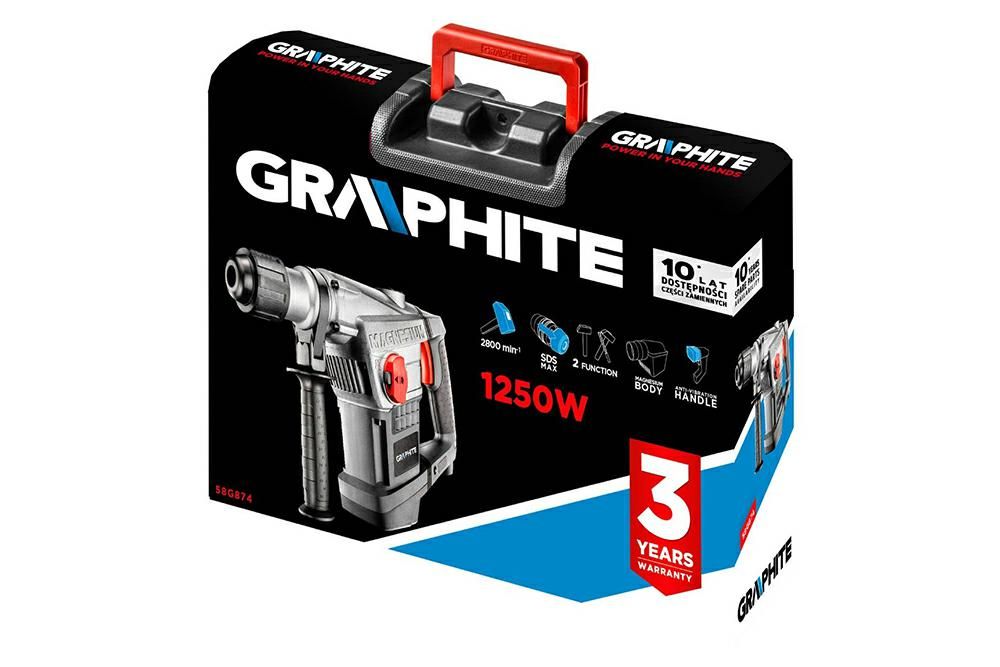 Młot udarowy SDS MAX 1250W walizka 58G874
