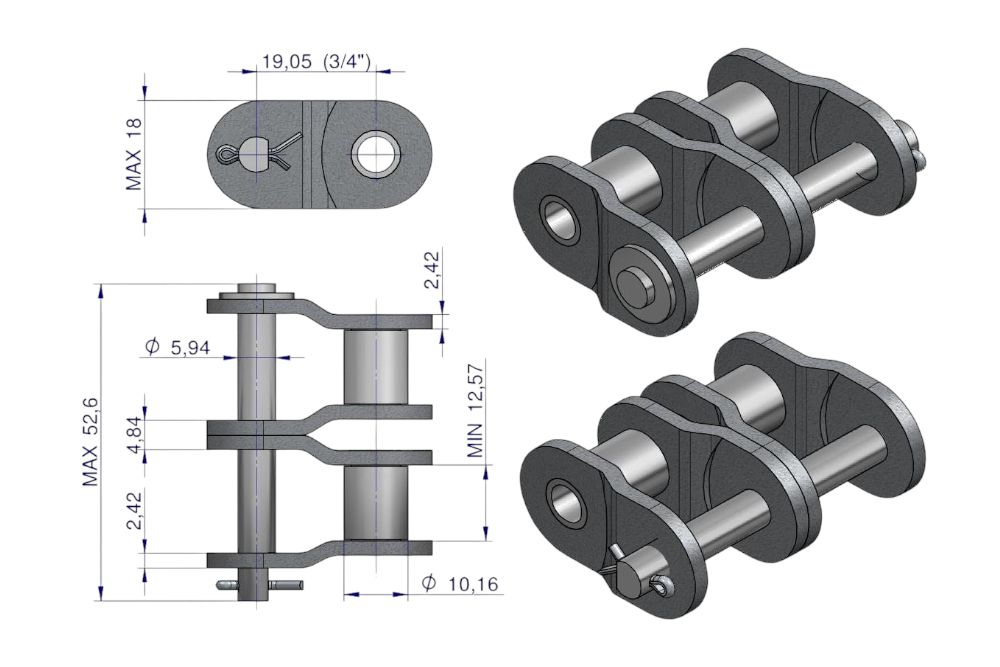 ÓŁOGNIWO ŁAŃCUCHA P12A2 A60 R2 3/4 WARY