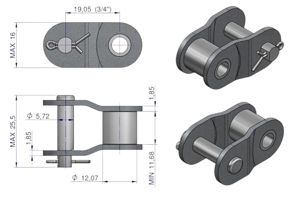 PÓŁOGNIWO ŁAŃCUCHA 12B1 R1 3/4 WARYŃSKI
