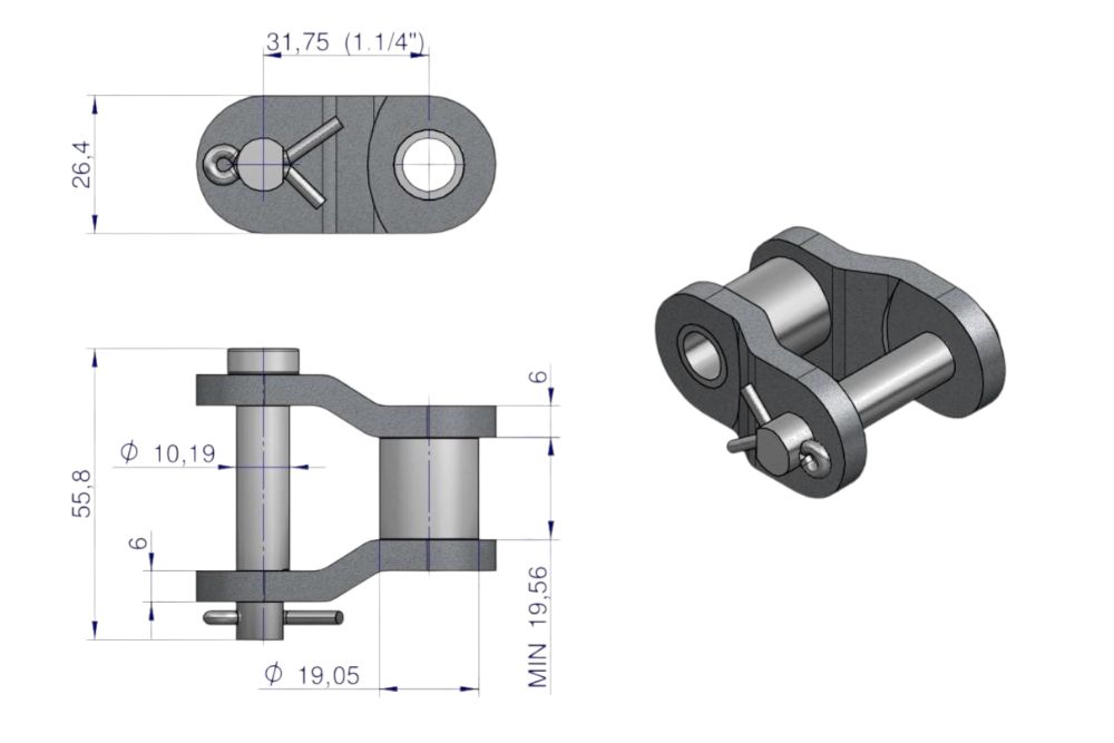 PÓŁOGNIWO ŁAŃCUCHA WZM P20BH1 R1 1/4I