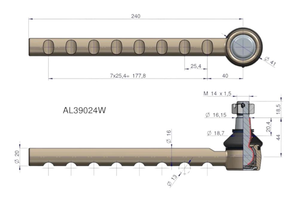 PRZEGUB KIEROWNICZY 240MM WARYŃSKI