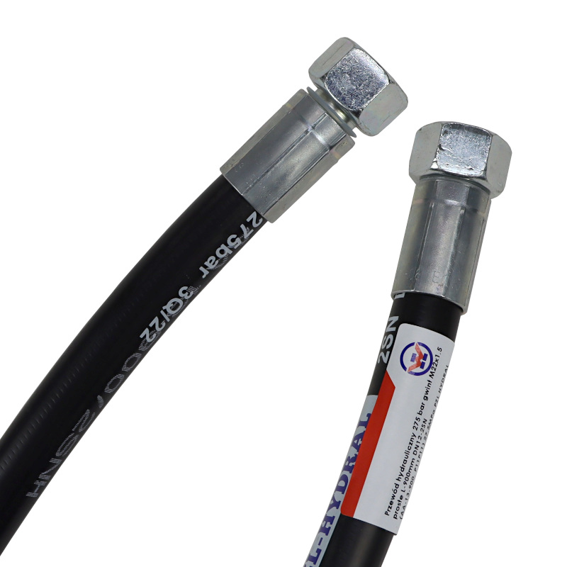 Przewód wąż hydrauliczny 275 bar gwint M22x1,5 proste L-900mm DN12-2SN PZL HYDRAL 46274
