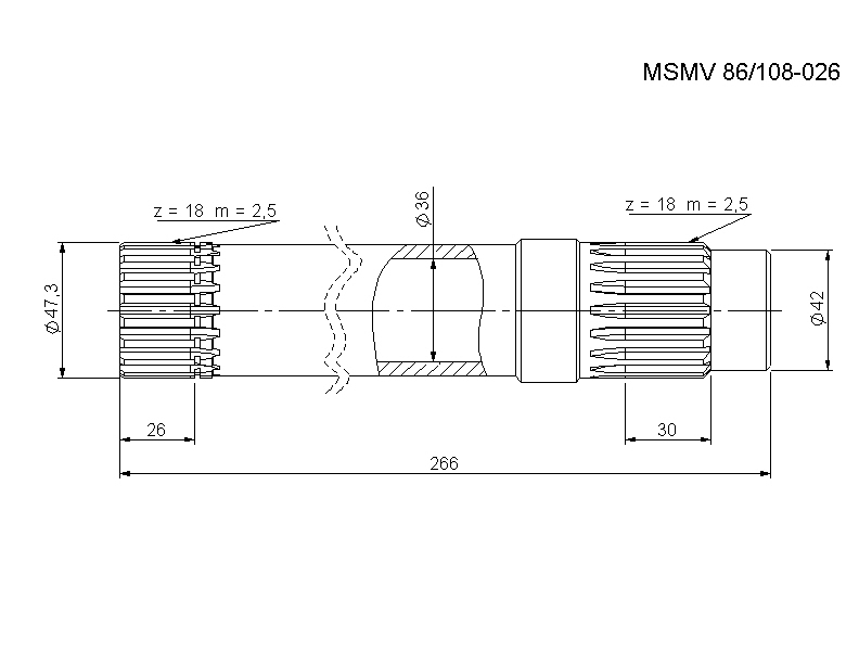 Wałek napędu sprzęgła Z-18 hartowany C-385 46399