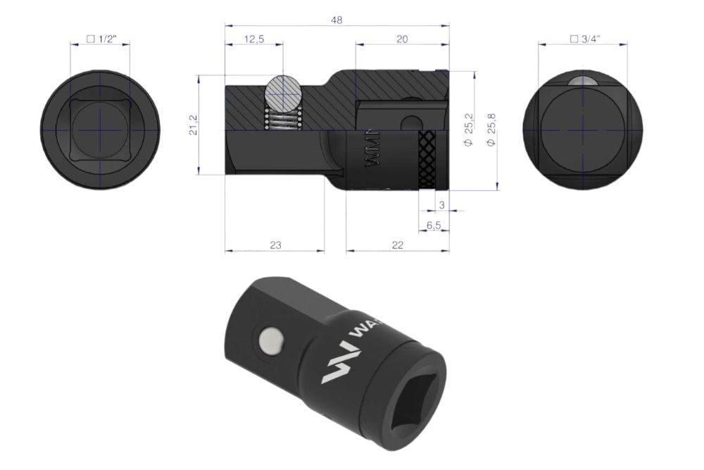 REDUKCJA 1/2-3/4 25MM WARYŃSKI