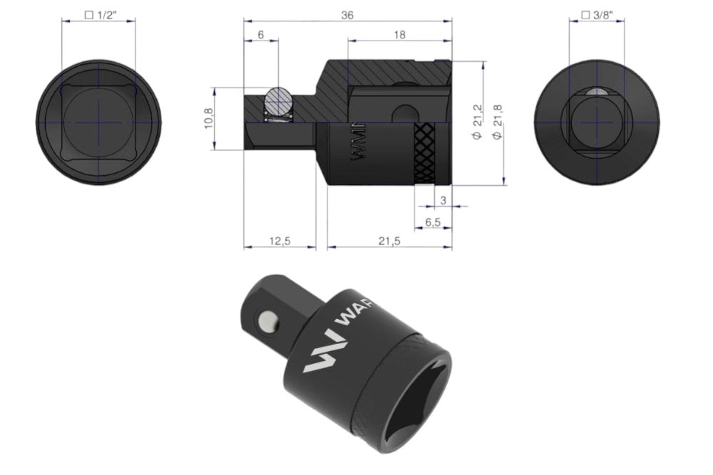 REDUKCJA 1/2-3/8 25MM WARYŃSKI