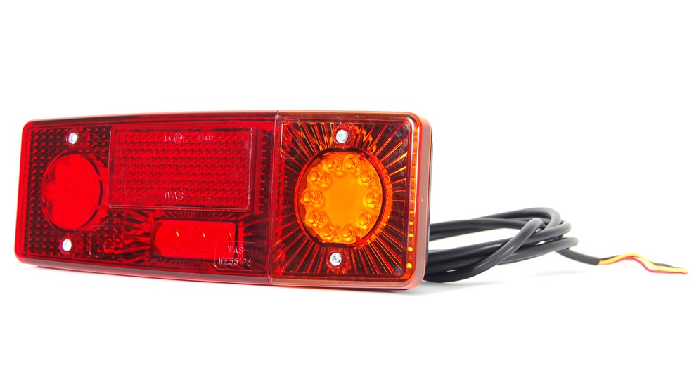 Lampa zespolona tylna E-551 bez oświetleniem tablicy rejestracyjnej LED 12/24V prawa dodatkowy odblask wodoodporna z przewodem