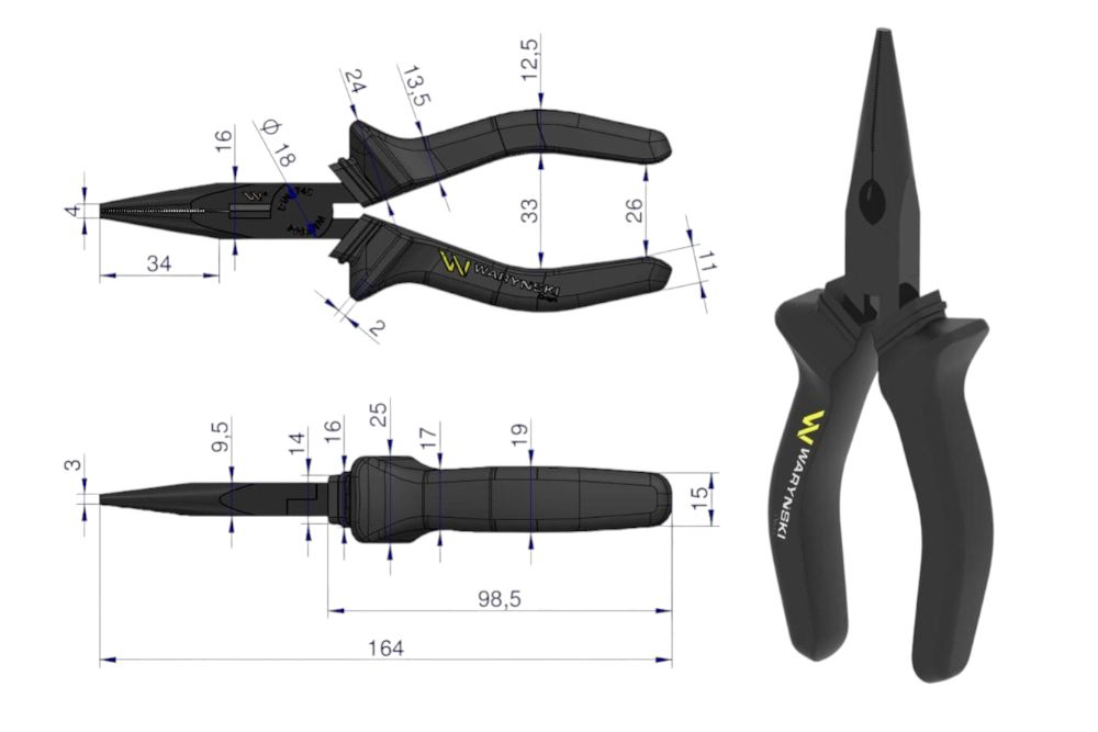 SZCZYPCE 160MM WYDŁUŻONE PROSTE WARYŃSKI