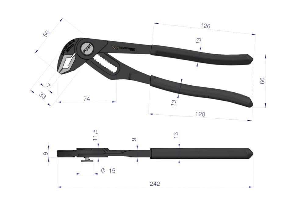 SZCZYPCE 200MM DO RUR  SZYBKONASTAWNE ZAKRES SZCZĘK 50MM