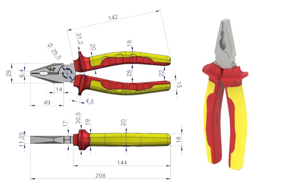 SZCZYPCE 200MM IZOLOWANE UNIWERSALNE WARYŃSKI