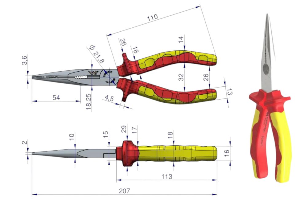 SZCZYPCE 200MM IZOLOWANE WYDŁUŻONE PROSTE WARYŃSKI