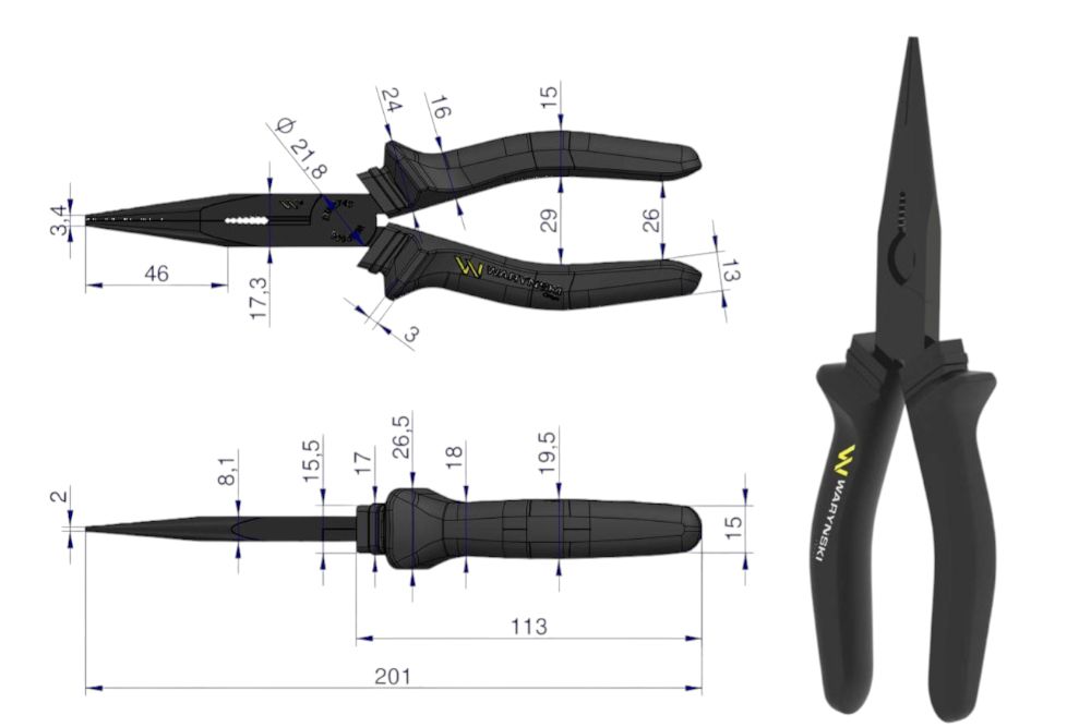 SZCZYPCE 200MM WYDŁUŻONE PROSTE WARYŃSKI