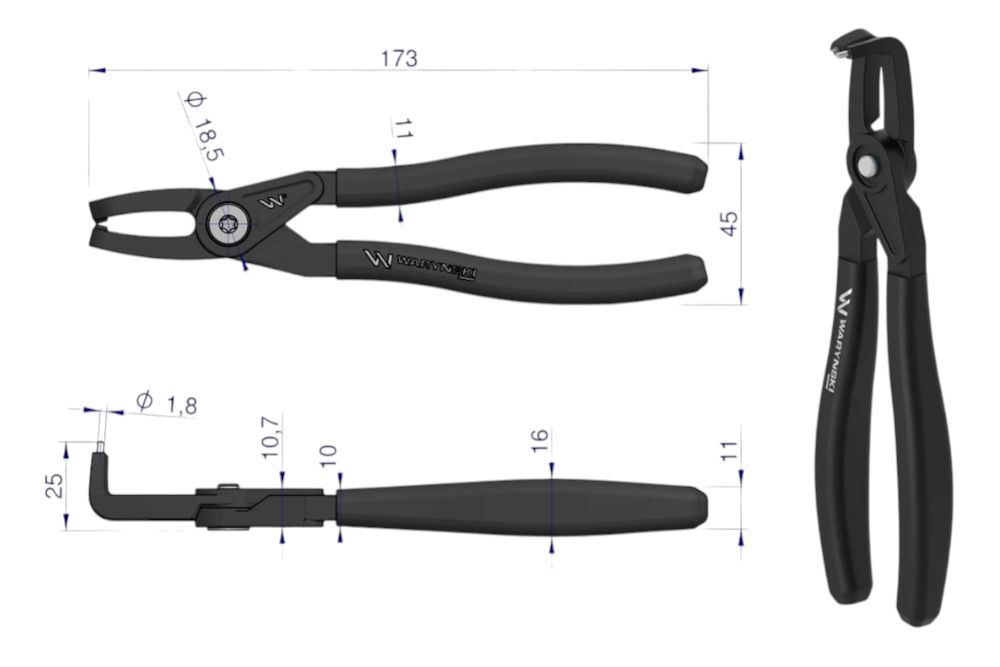 SZCZYPCE SEGERA 178MM WEWNĘTRZNE WYGIĘTE WARYŃSKI