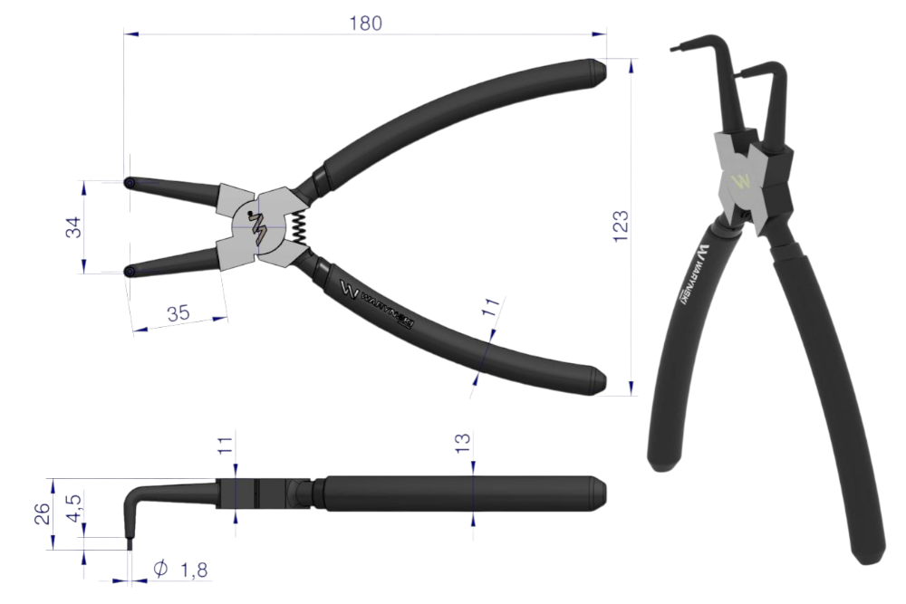 SZCZYPCE SEGERA 200MM WEWNĘTRZNE WYGIĘTE WARYŃSKI