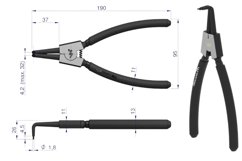 SZCZYPCE SEGERA 200MM ZEWNĘTRZNE WYGIĘTE WARYŃSKI