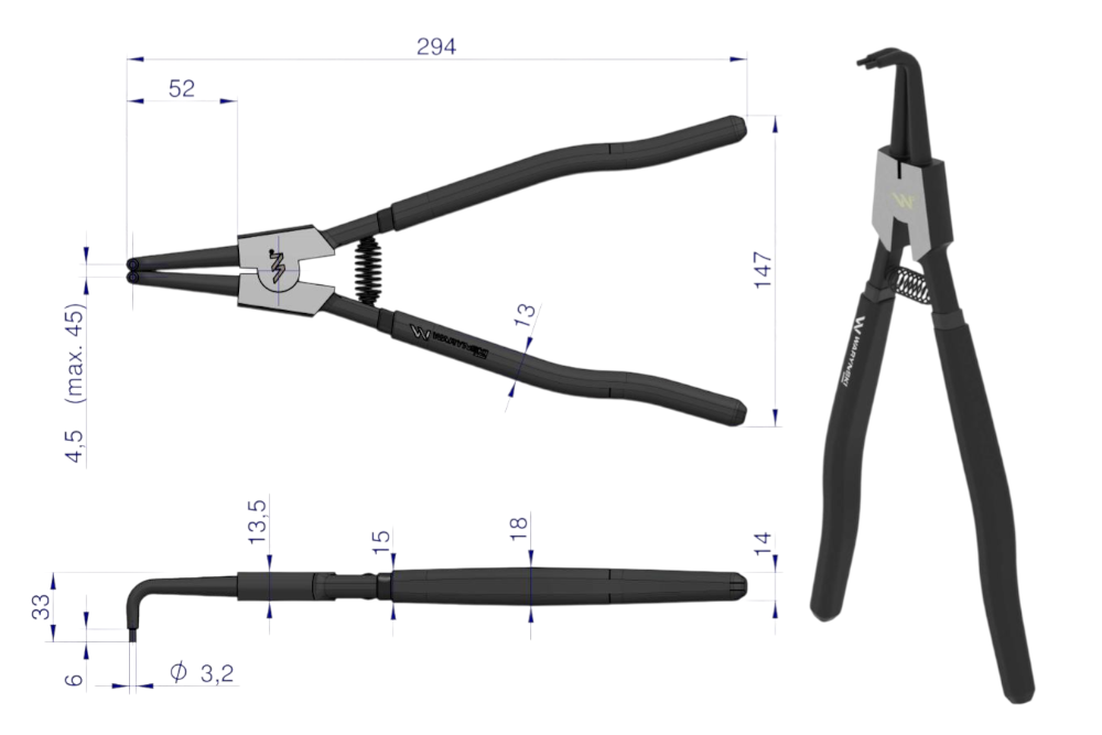 SZCZYPCE SEGERA 300MM ZEW. WYGIĘTE WARYŃSKI