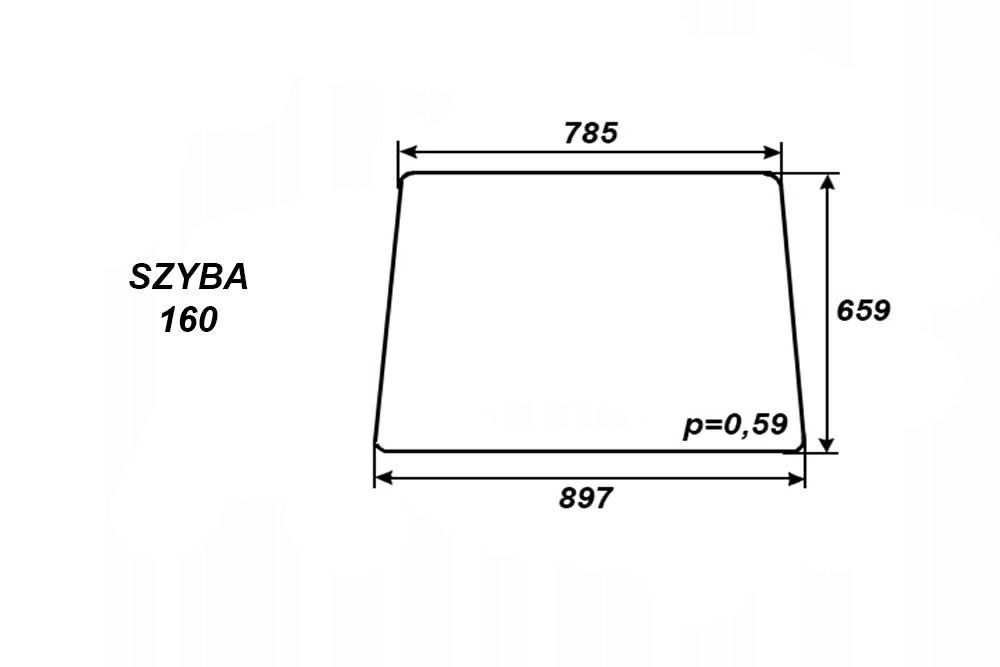 SZYBA 160 TYLNA T25, 897mm/785mm/659mm, 38254, T3045200-1