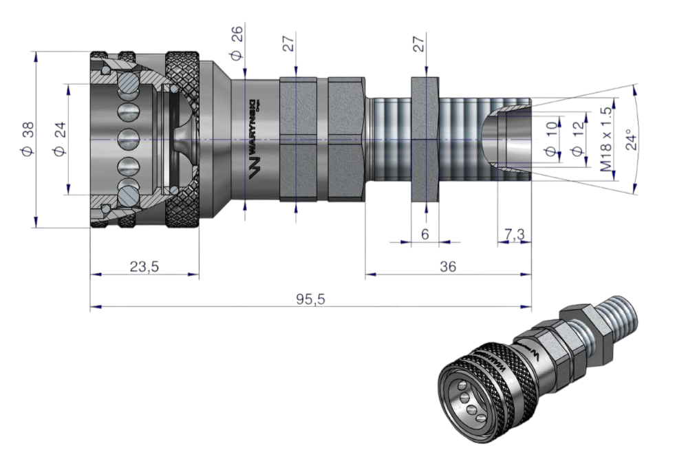 SZYBKOZŁĄCZE HYDR.GN.M18X1,5 GW.Z.EU LON