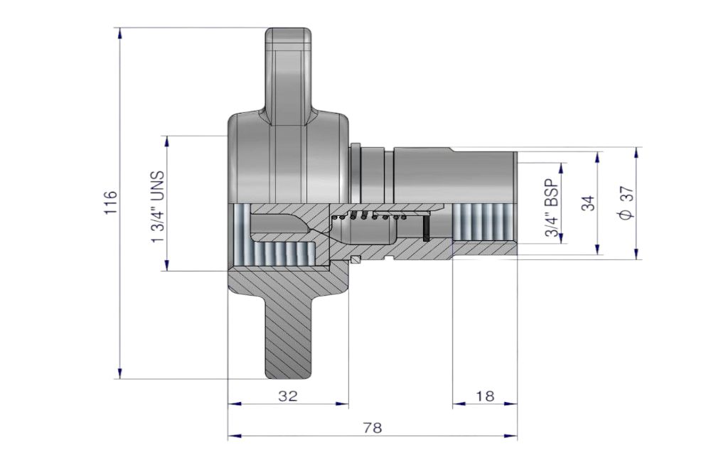 SZYBKOZŁĄCZE HYDRAULICZNE SKRĘCANE WTYCZKA G 3/4BSP GWINT WEWNĘTRZNY 250 BAR WARYŃSKI