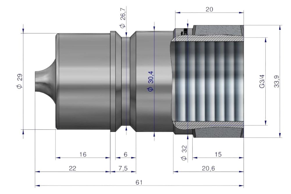 SZYBKOZŁĄCZE HYDRAULICZNE WTYCZKA G 1/4BSP GWINT WEWNĘTRZNY WARYŃSKI